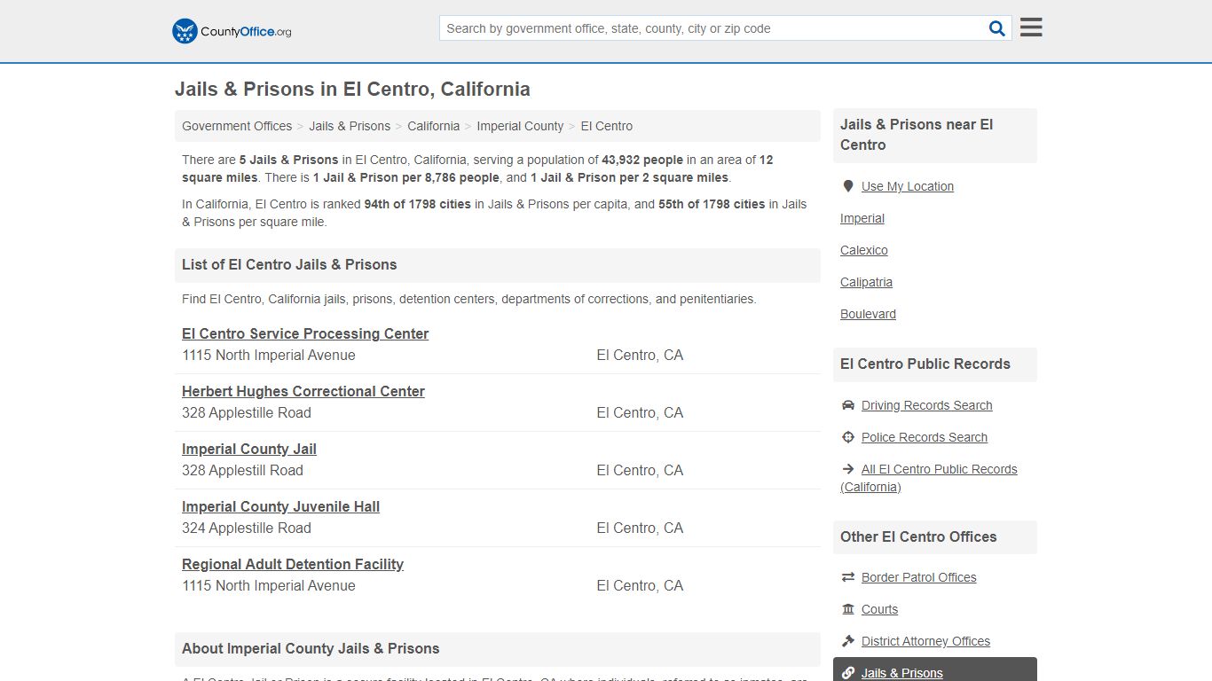 Jails & Prisons - El Centro, CA (Inmate Rosters & Records)