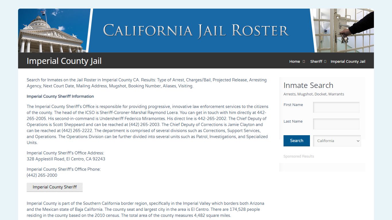 Imperial County Jail | Jail Roster Search